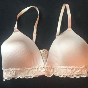 BABY PINK/BLUSH BRALETTE WITH LACE SILKY MATERIAL
